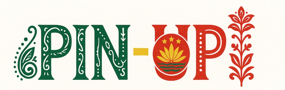 Logo of Pin-Up Casino styled with Bangladeshi cultural patterns on a white background, symbolizing national identity, elegance, and trust for online gaming players in Bangladesh.